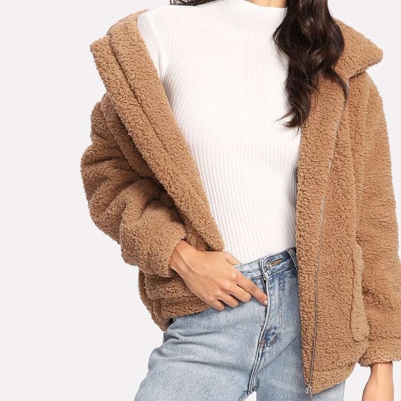 Dual Pocket Faux Fur Teddy Jacket - Picture 2 of 5